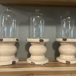 Elegant Cream Glass Cloche Set